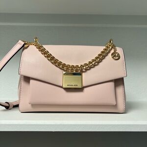 Michael Kors Pink and Gold Crossbody Bag with Chain Detail